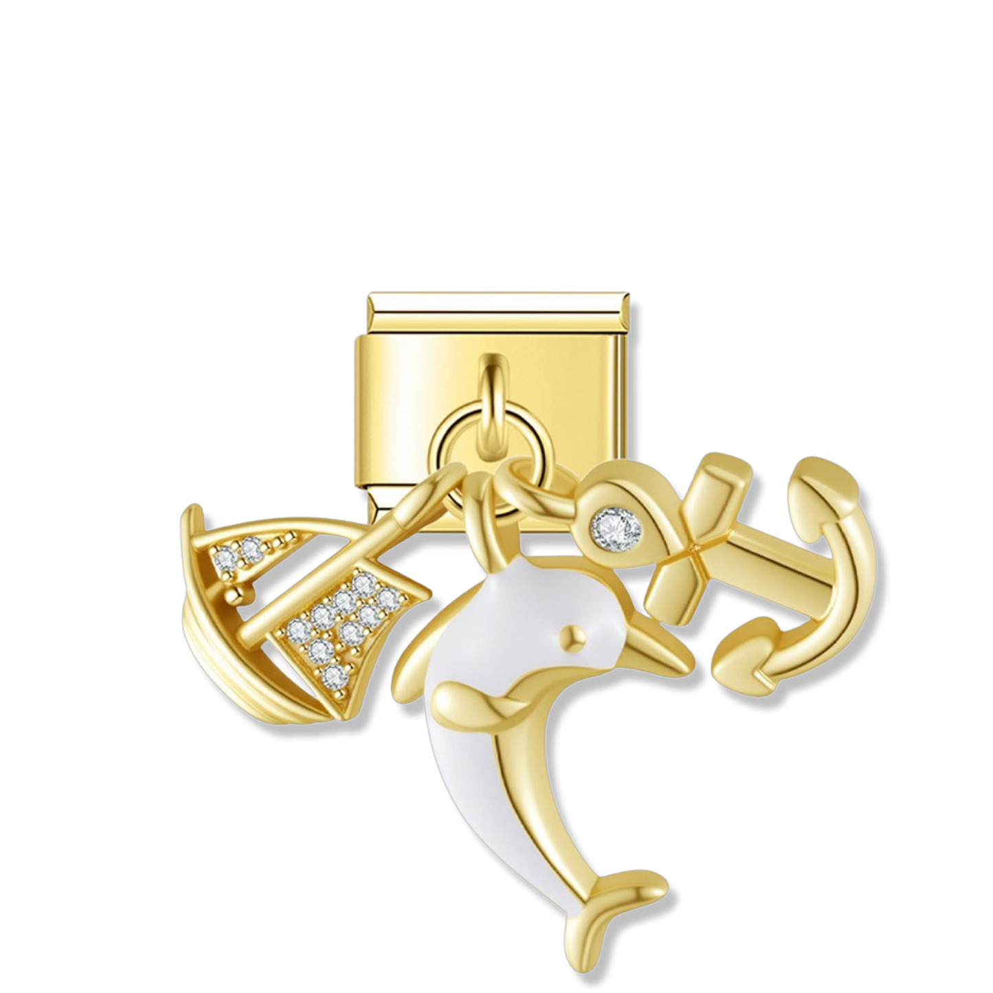 Nautical Dolphin Sail - Gold Pendant Charm