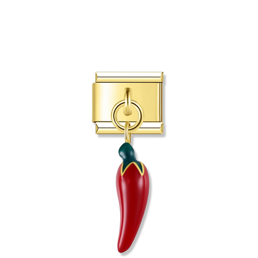 Red Chili Pepper - Gold Pendant Charm