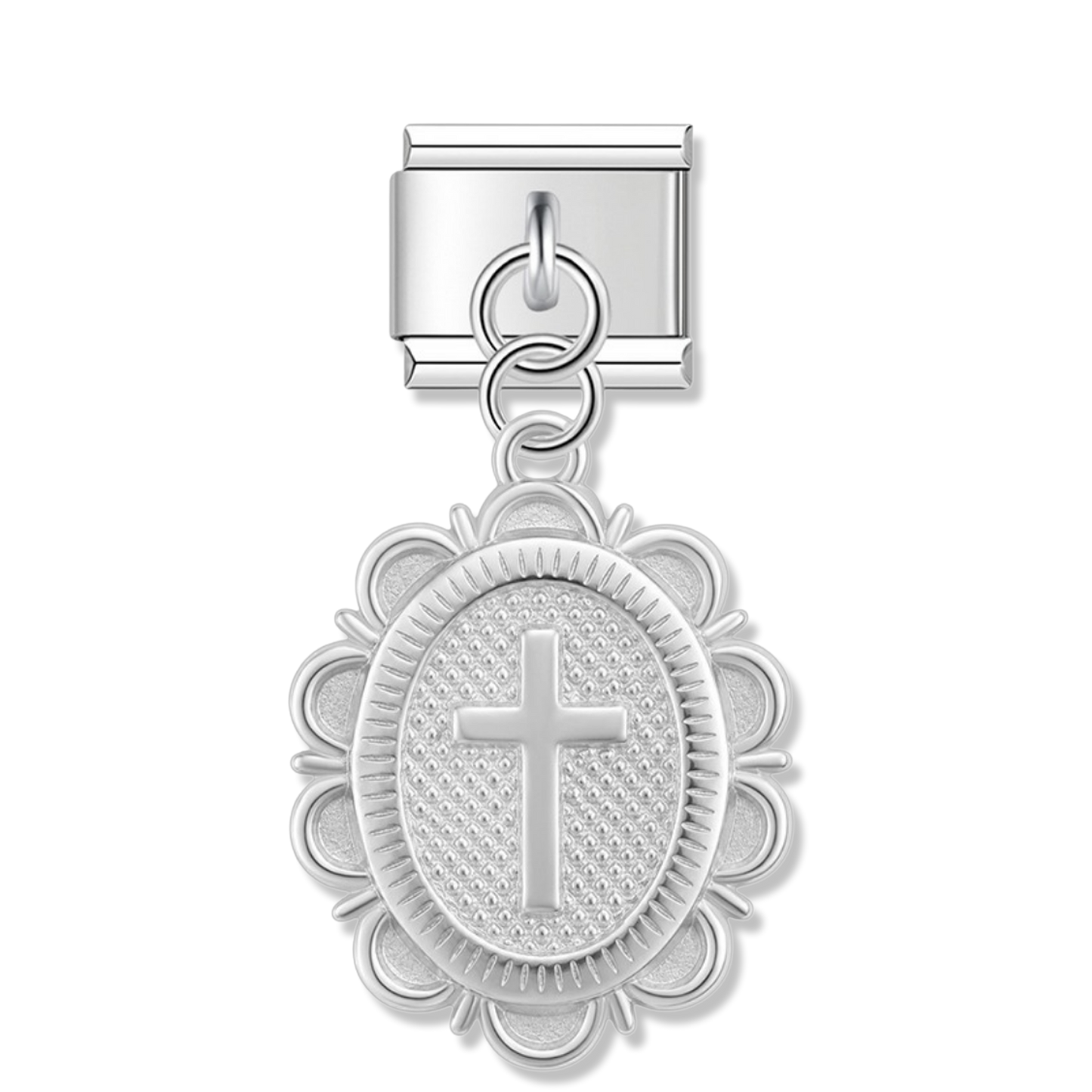 Holy Cross Medallion - Silver Pendant Charm