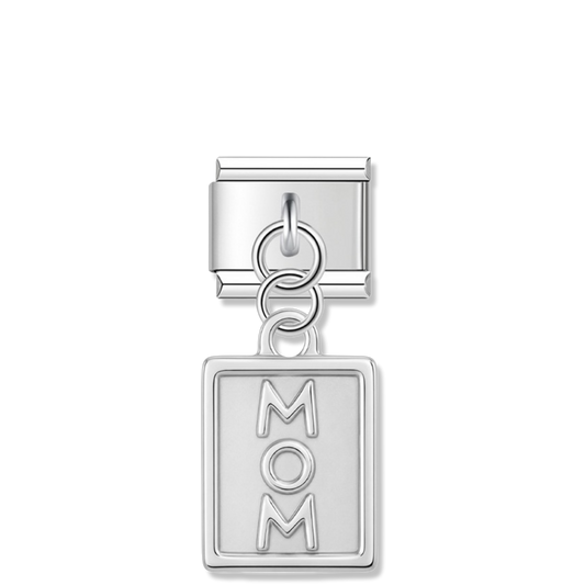 Mom Tag - Silver Pendant Charm