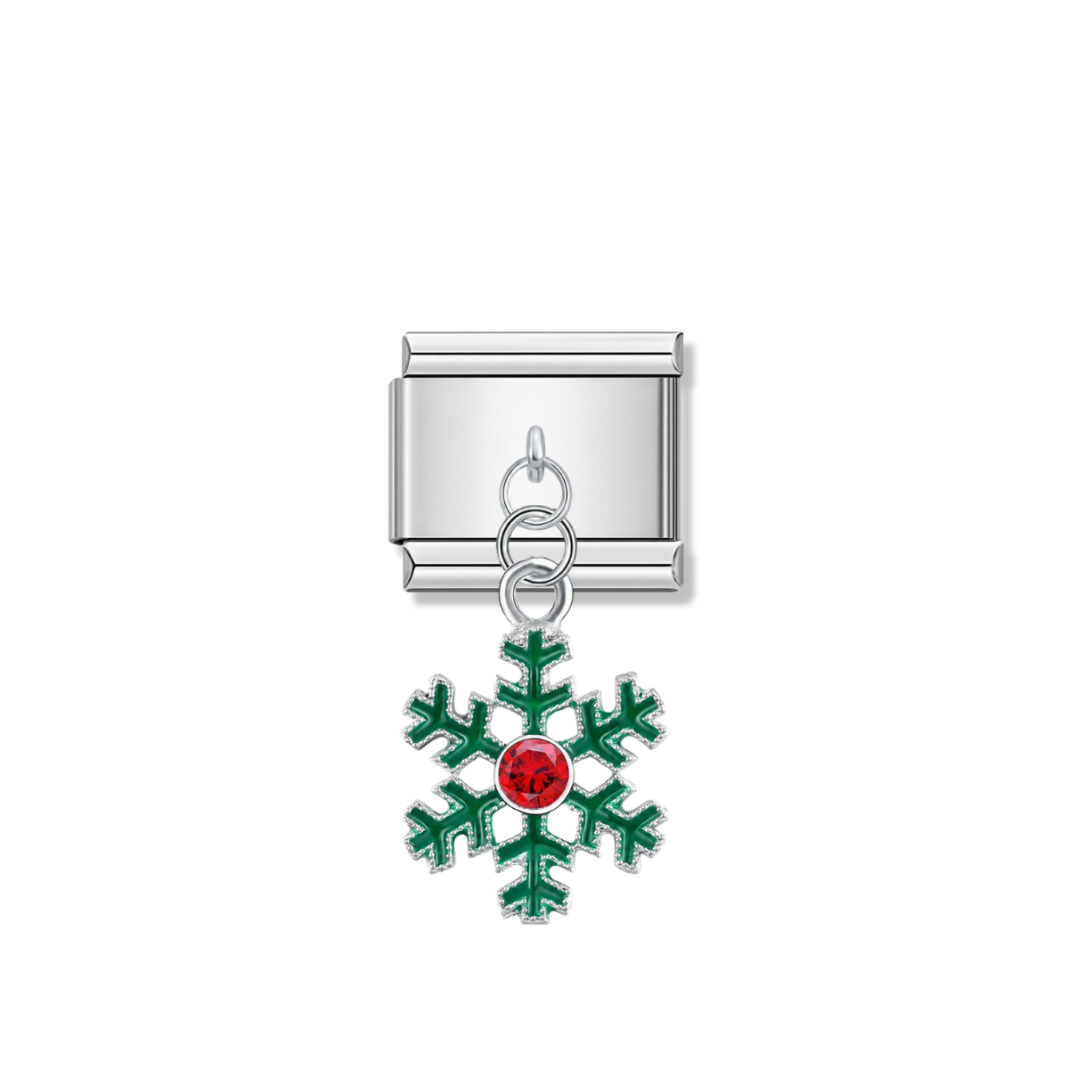 Christmas Snowflakes with CZ – silver Italian pendant charm by Italycharm