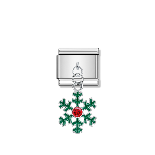 Christmas Snowflakes with CZ – silver Italian pendant charm by Italycharm