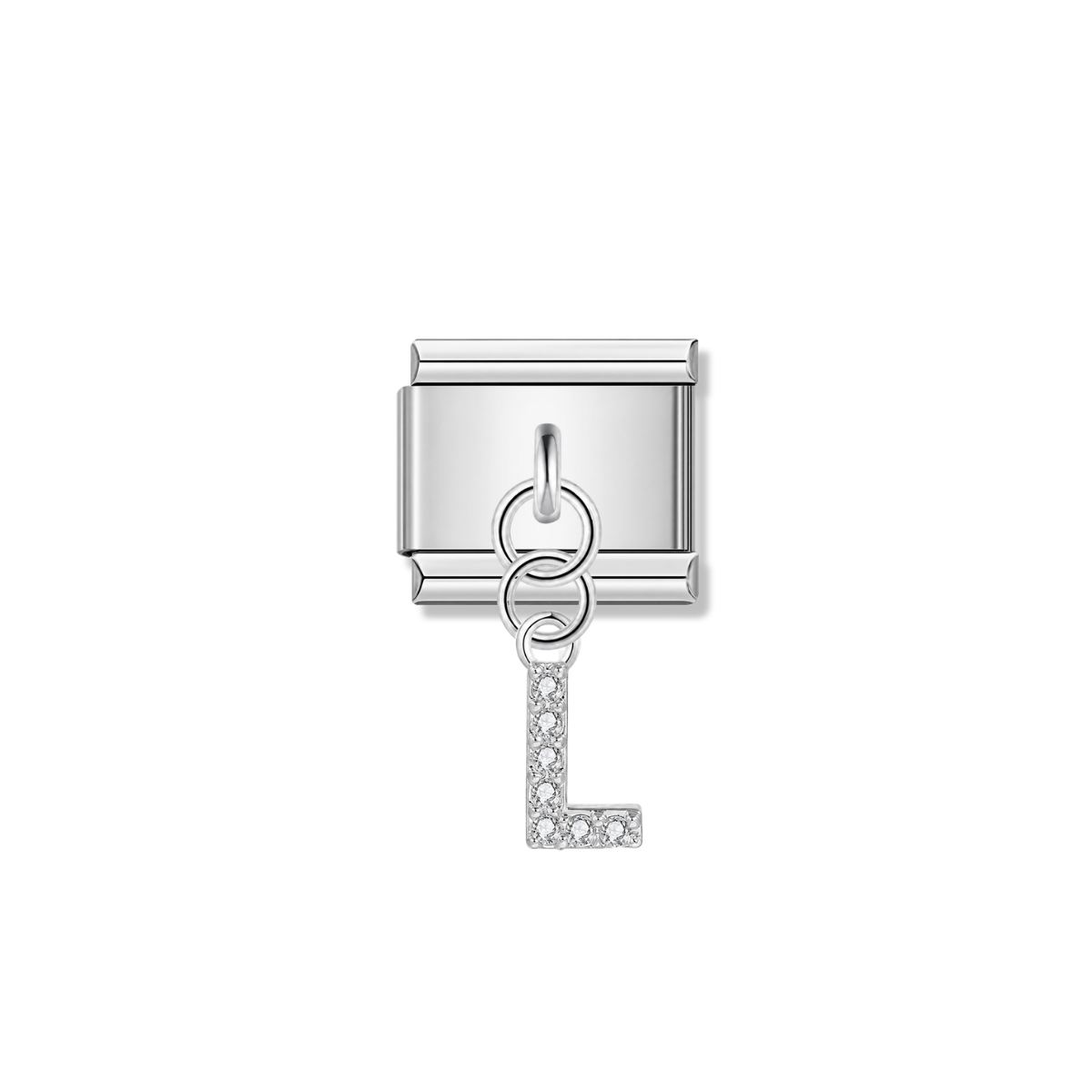 Letter L with CZ – silver Italian pendant charm by Italycharm