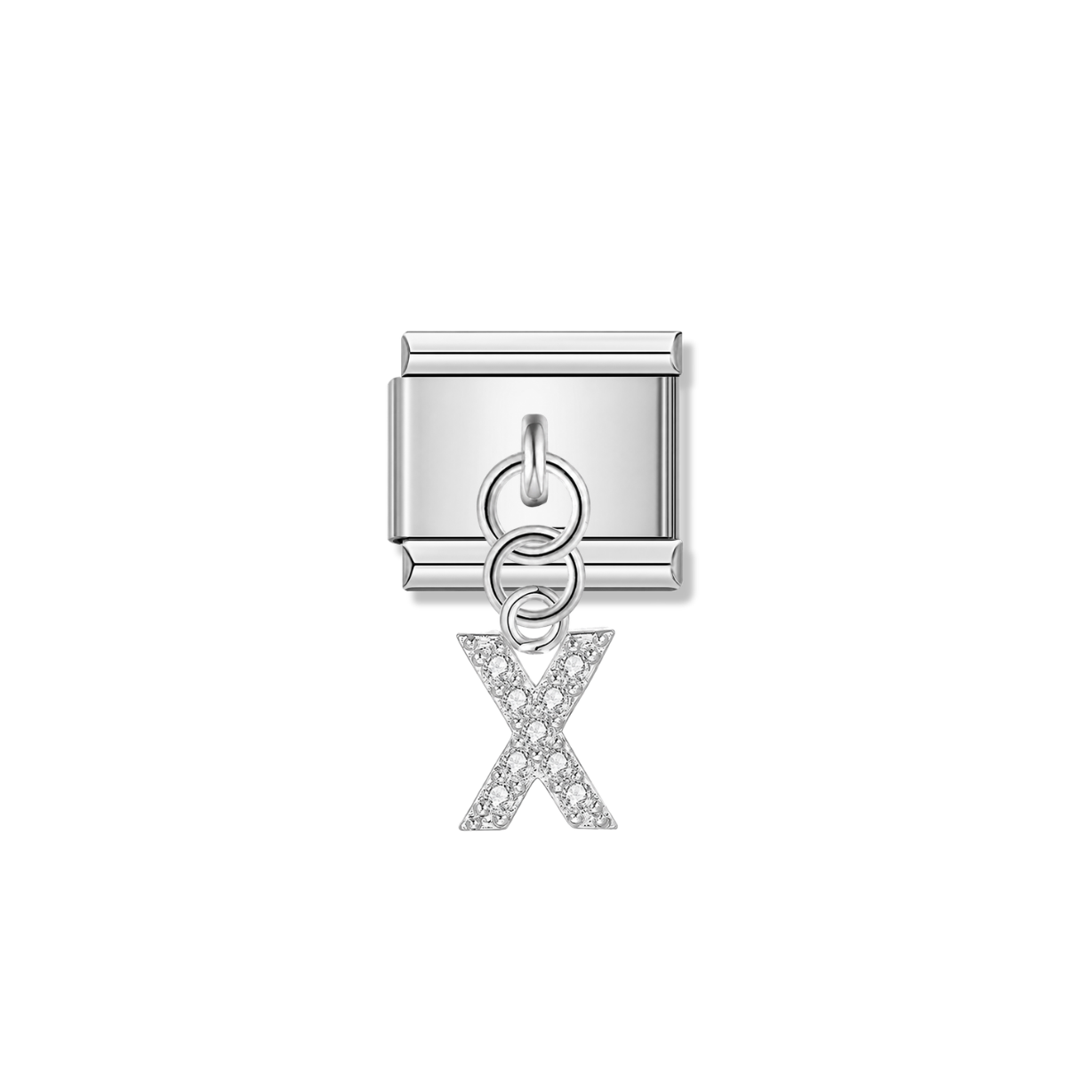 Letter X with CZ – silver Italian pendant charm by Italycharm
