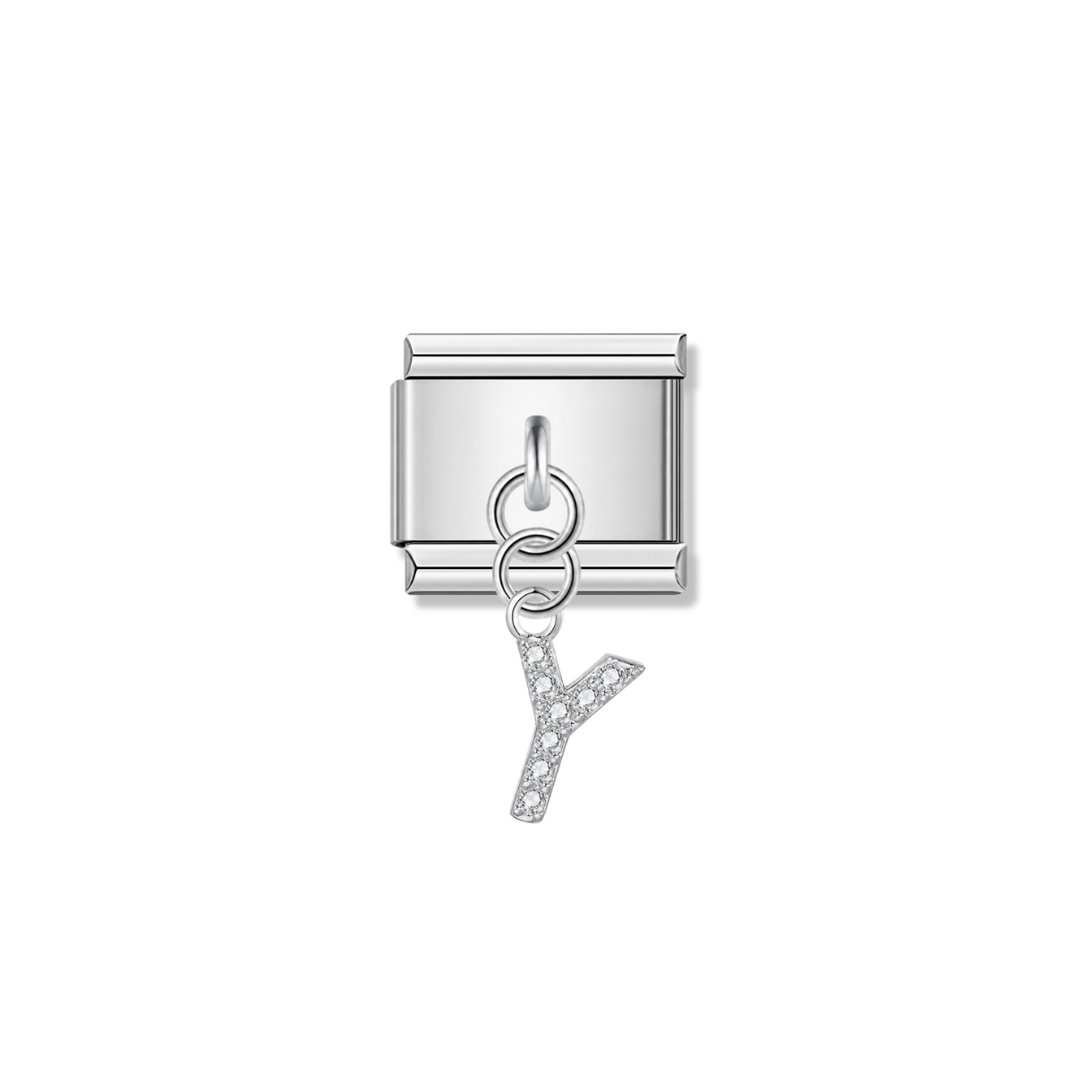 Letter Y with CZ – silver Italian pendant charm by Italycharm