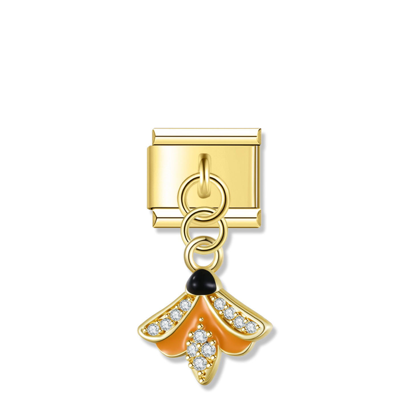 Orange Fairy Butterfly - Gold Pendant Charm