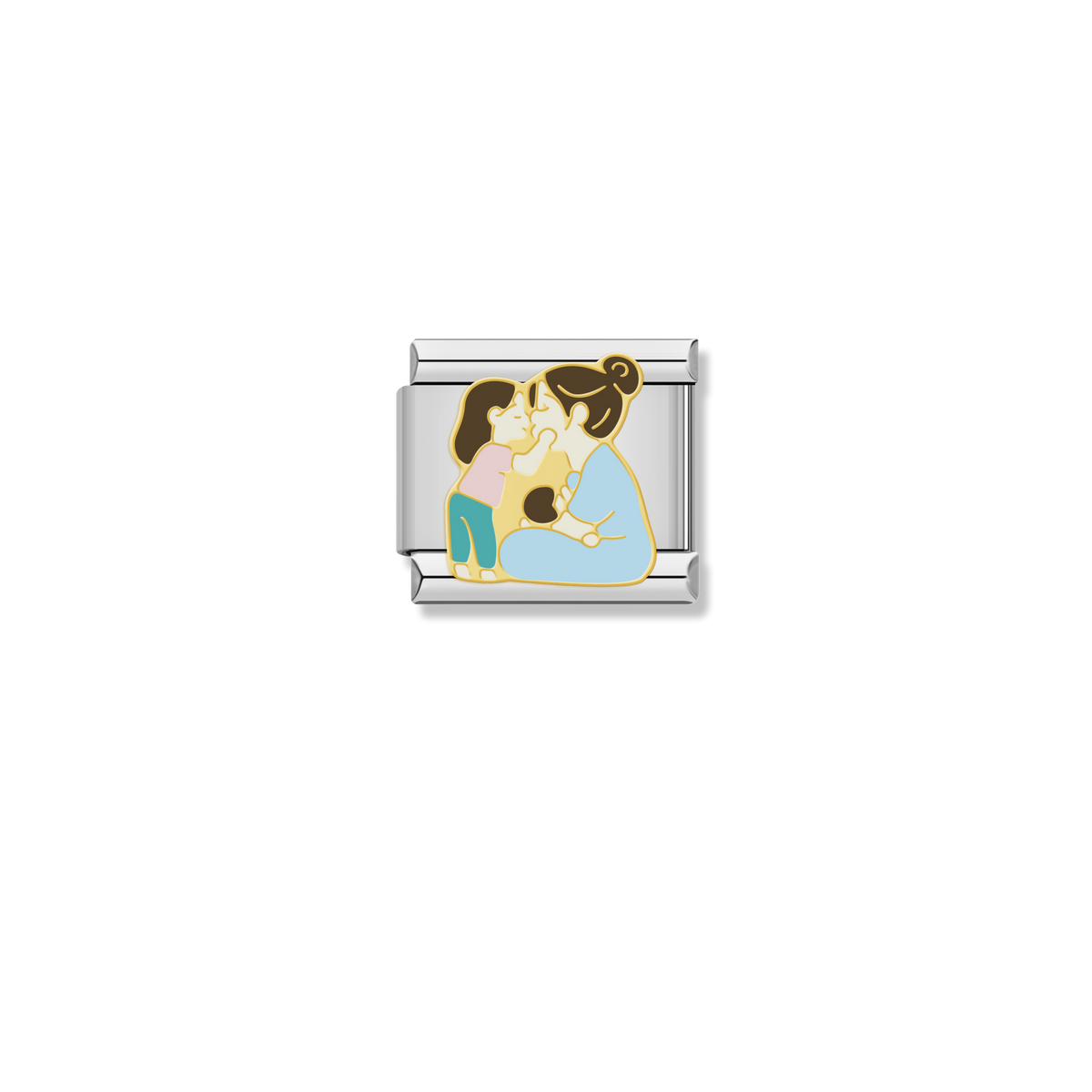 Mother Kissing Kids - Silver Charm
