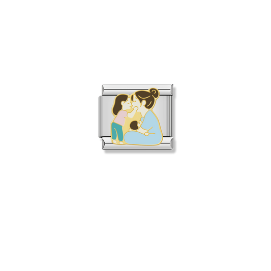 Mother Kissing Kids - Silver Charm