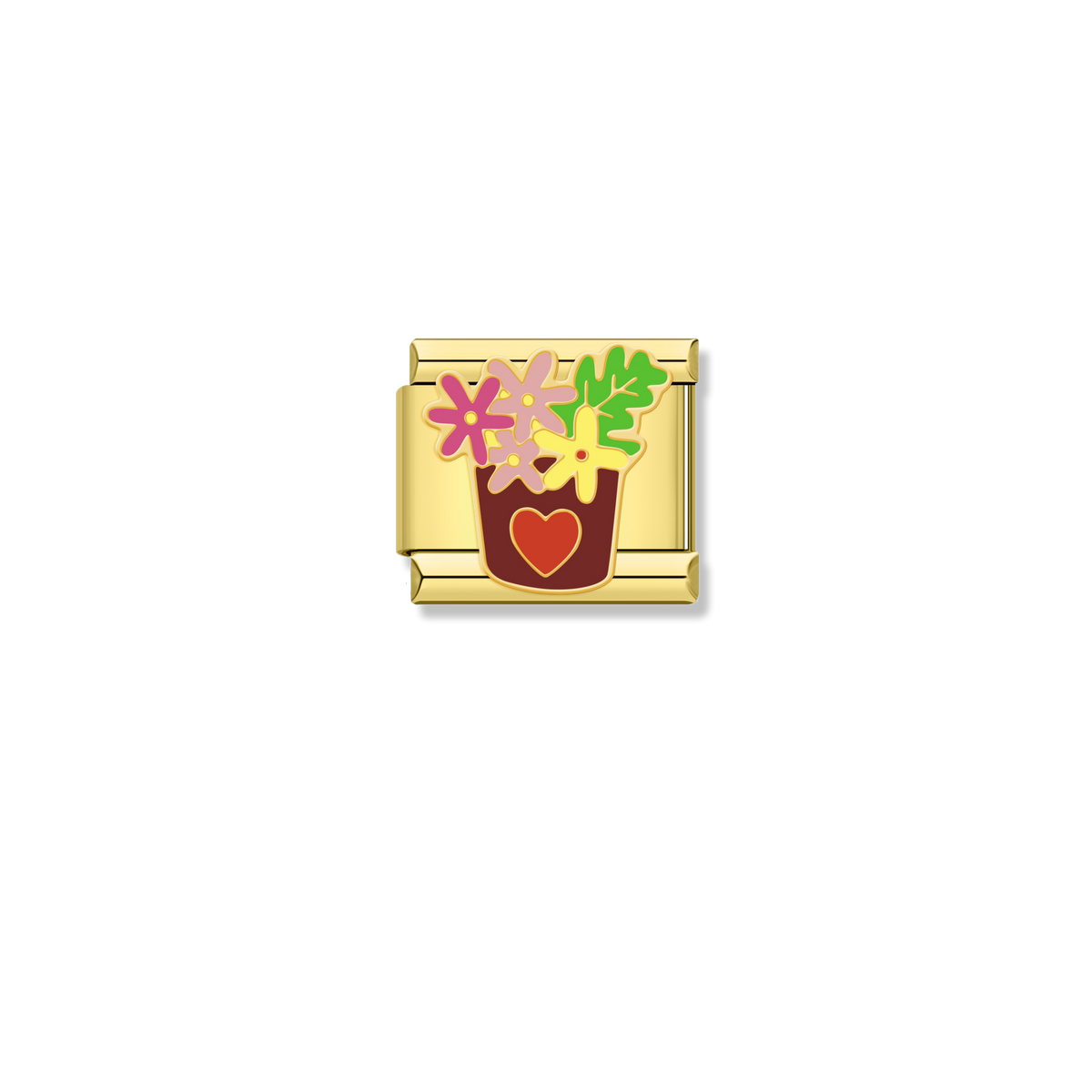 Flower Pot Heart - Gold Charm
