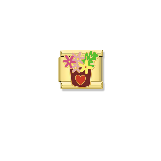 Flower Pot Heart - Gold Charm