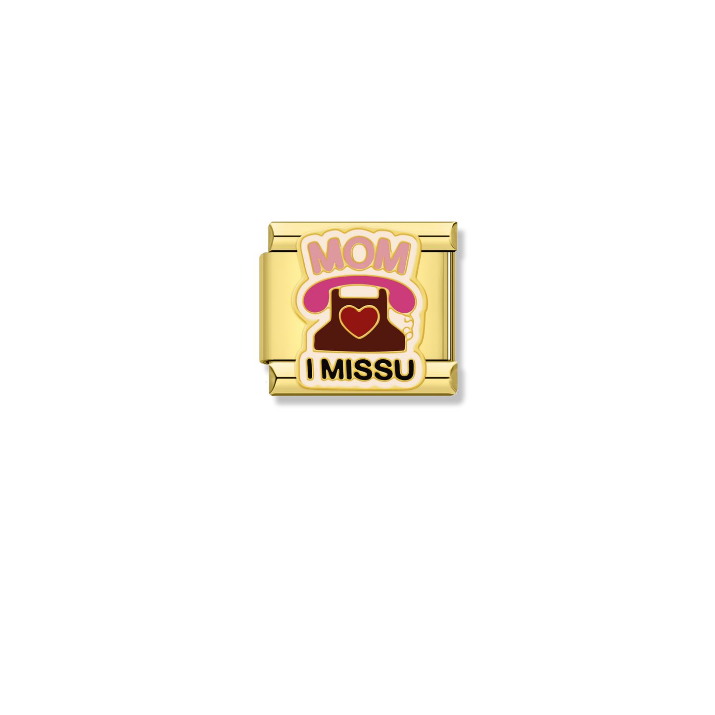 Mom I Miss You Phone - Gold Charm