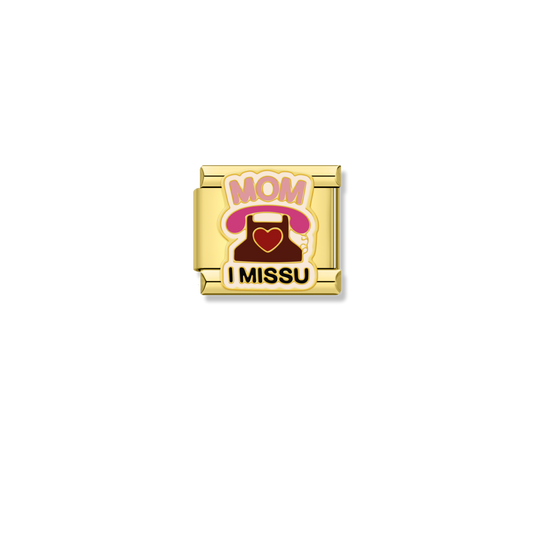Mom I Miss You Phone - Gold Charm