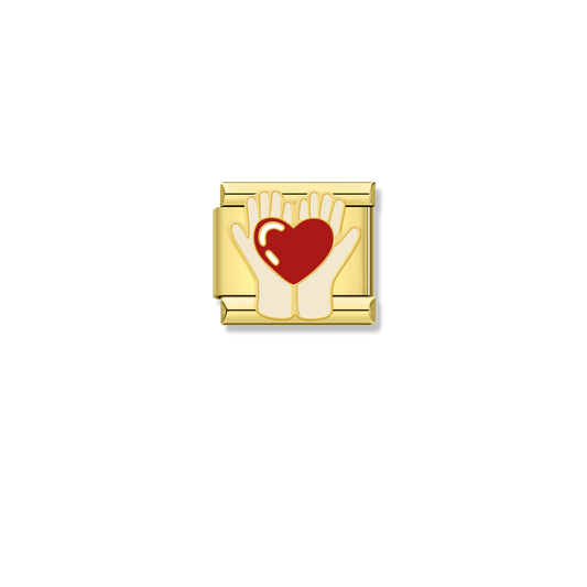 Hands Holding Heart - Gold Charm