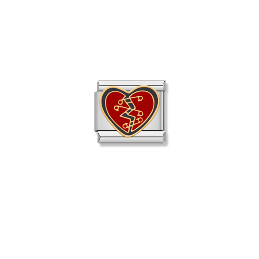 Punk Safety Pin Heart - Silver Charm