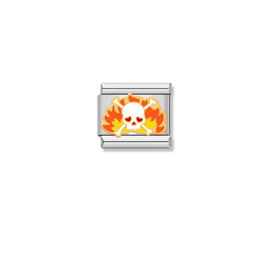 Flaming Skull - Silver Charm