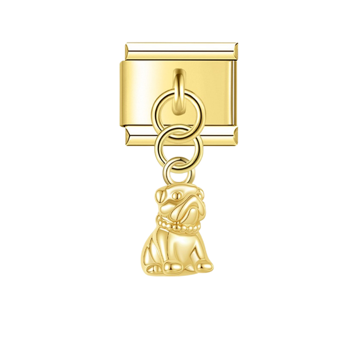 Bulldog – gold Italian pendant charm by Italycharm
