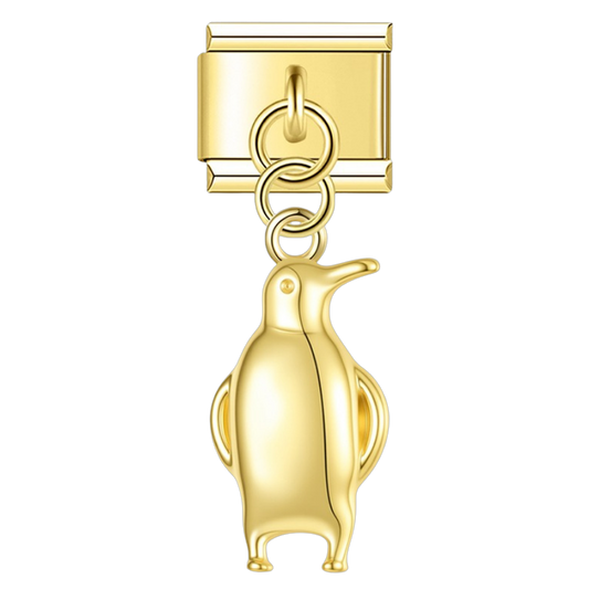 Penguin – gold Italian pendant charm by Italycharm