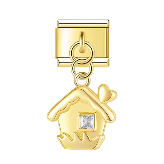 Cozy Cottage – gold Italian pendant charm by Italycharm