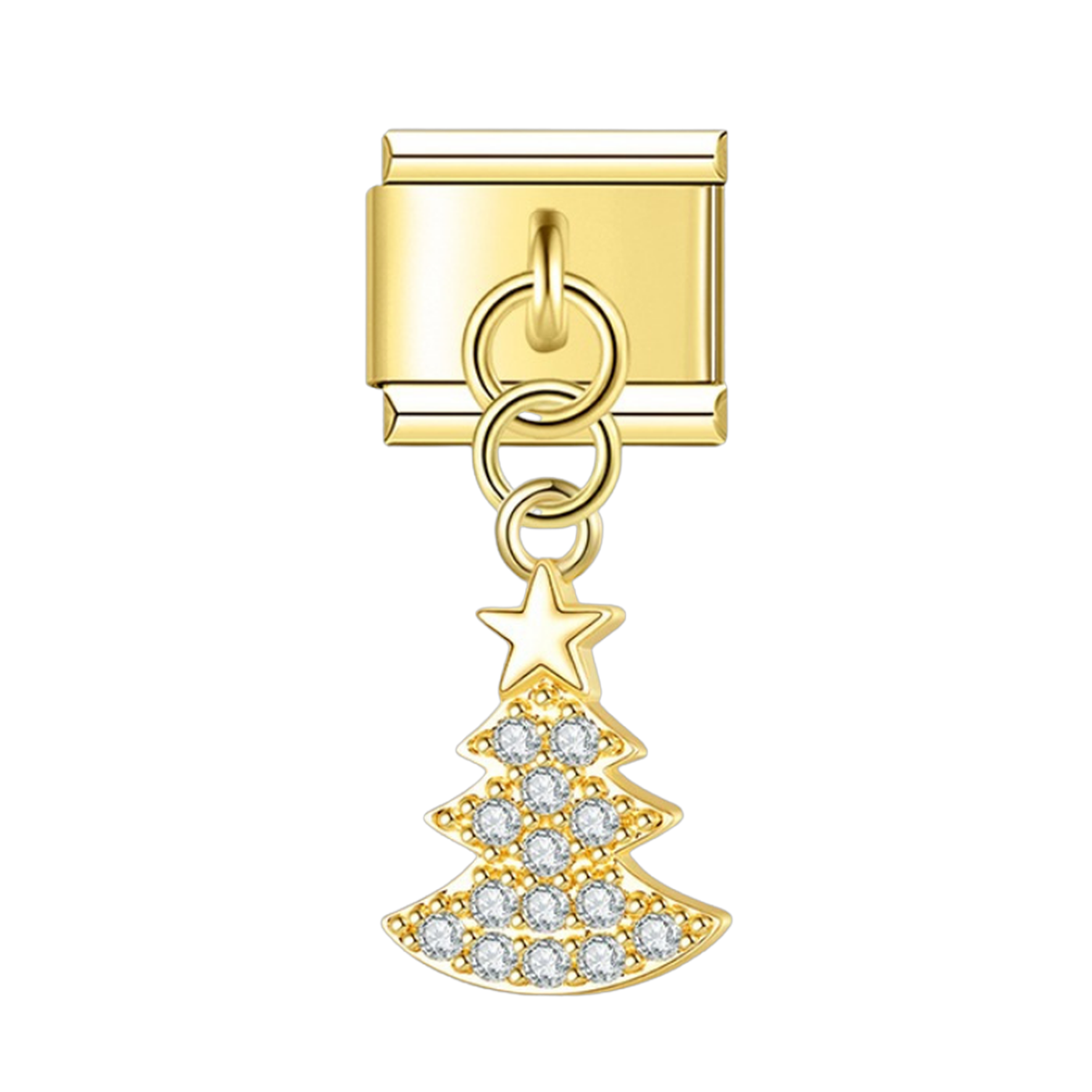 Starry Christmas Tree with CZ – gold Italian pendant charm by Italycharm