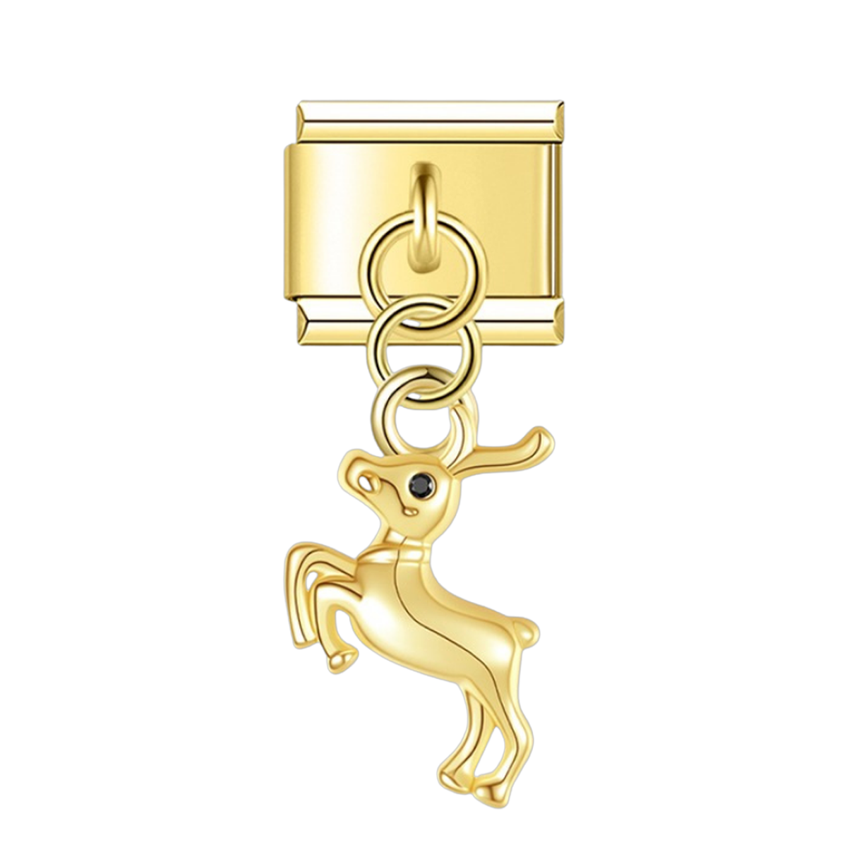 Leaping Reindeer – gold Italian pendant charm by Italycharm