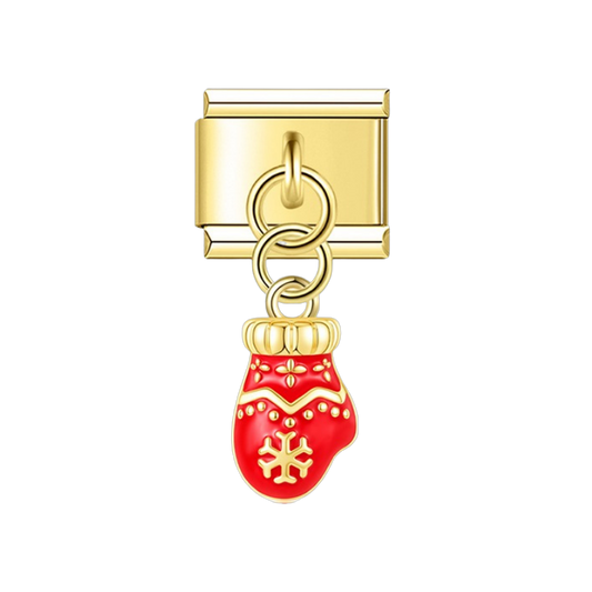 Red Mitten – gold Italian pendant charm by Italycharm