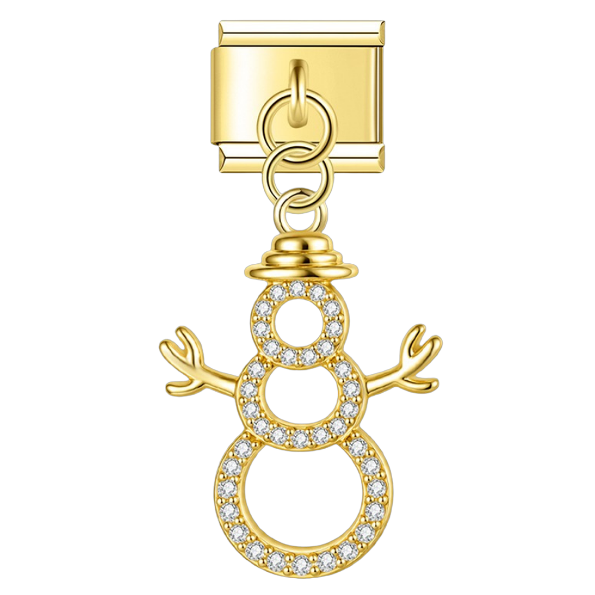 Snowman Outline with CZ – gold Italian pendant charm by Italycharm