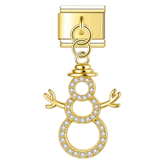 Snowman Outline with CZ – gold Italian pendant charm by Italycharm