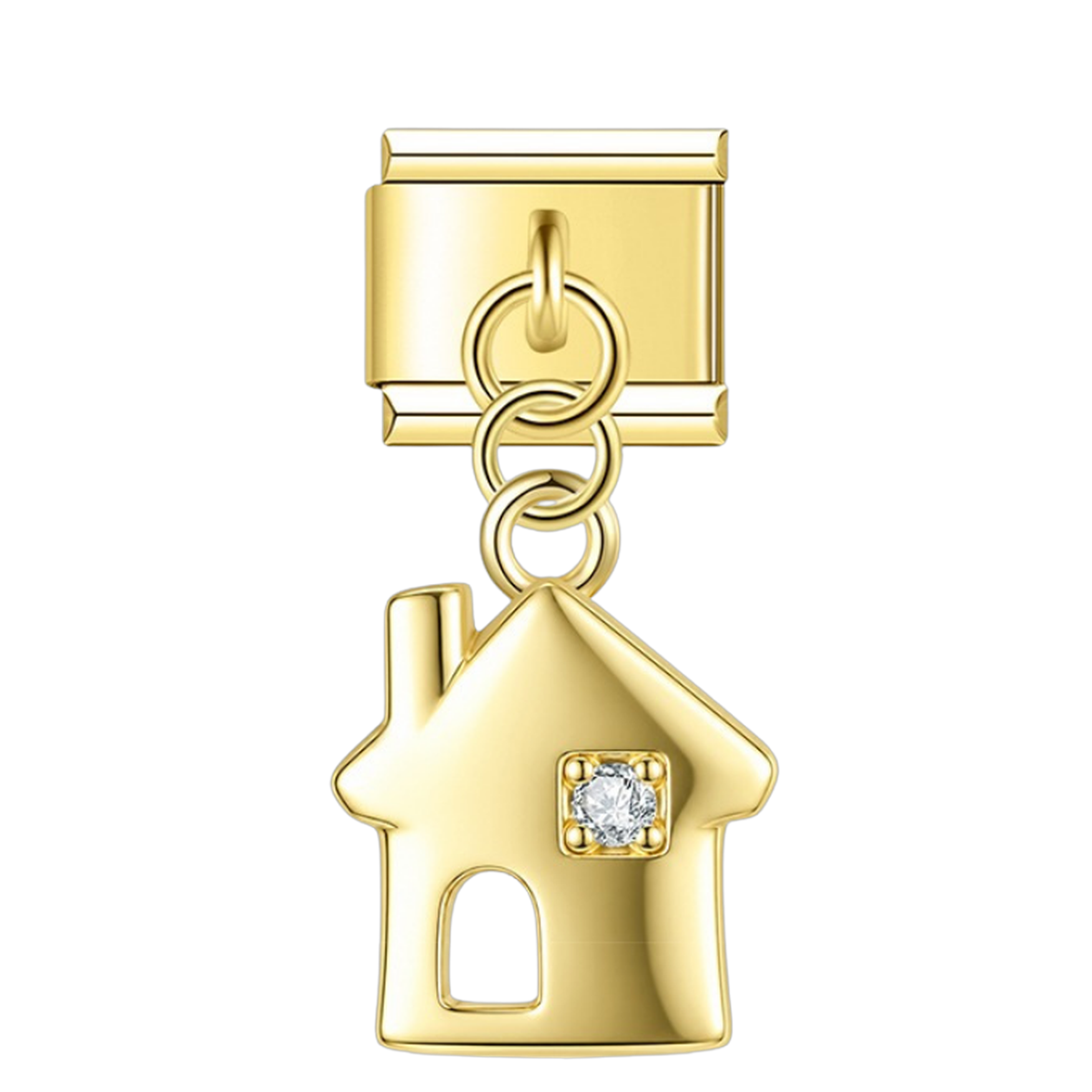 Little House with CZ – gold Italian pendant charm by Italycharm