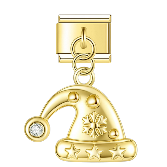 Santa Hat with CZ – gold Italian pendant charm by Italycharm