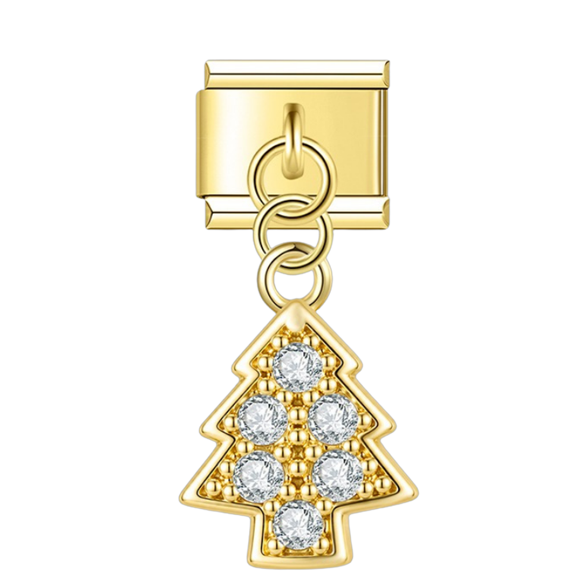 Pavé Christmas Tree – gold Italian pendant charm by Italycharm