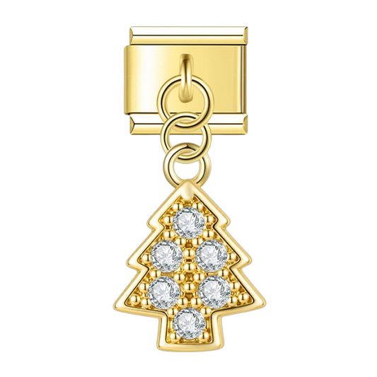 Pavé Christmas Tree – gold Italian pendant charm by Italycharm