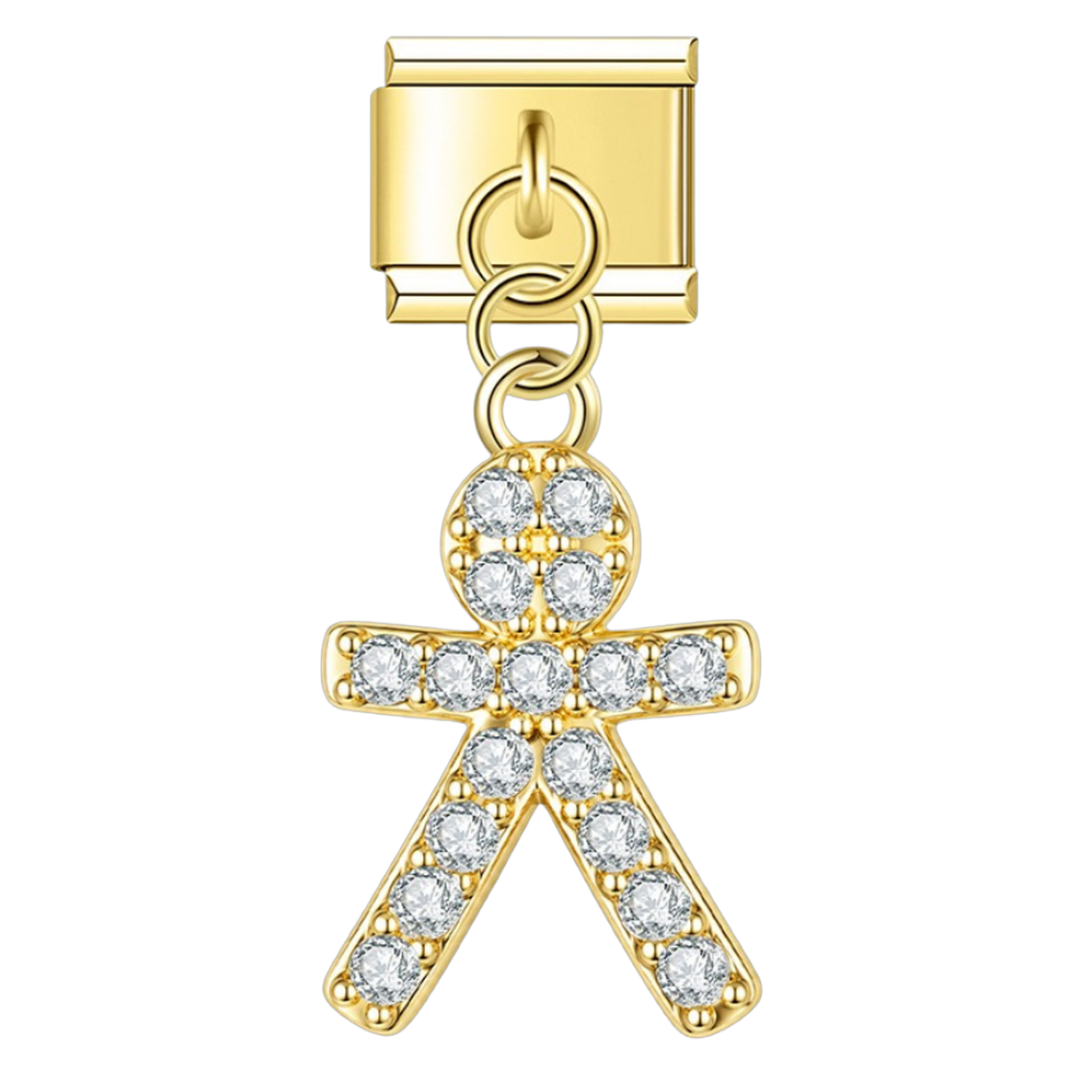 Gingerbread Man with CZ – gold Italian pendant charm by Italycharm