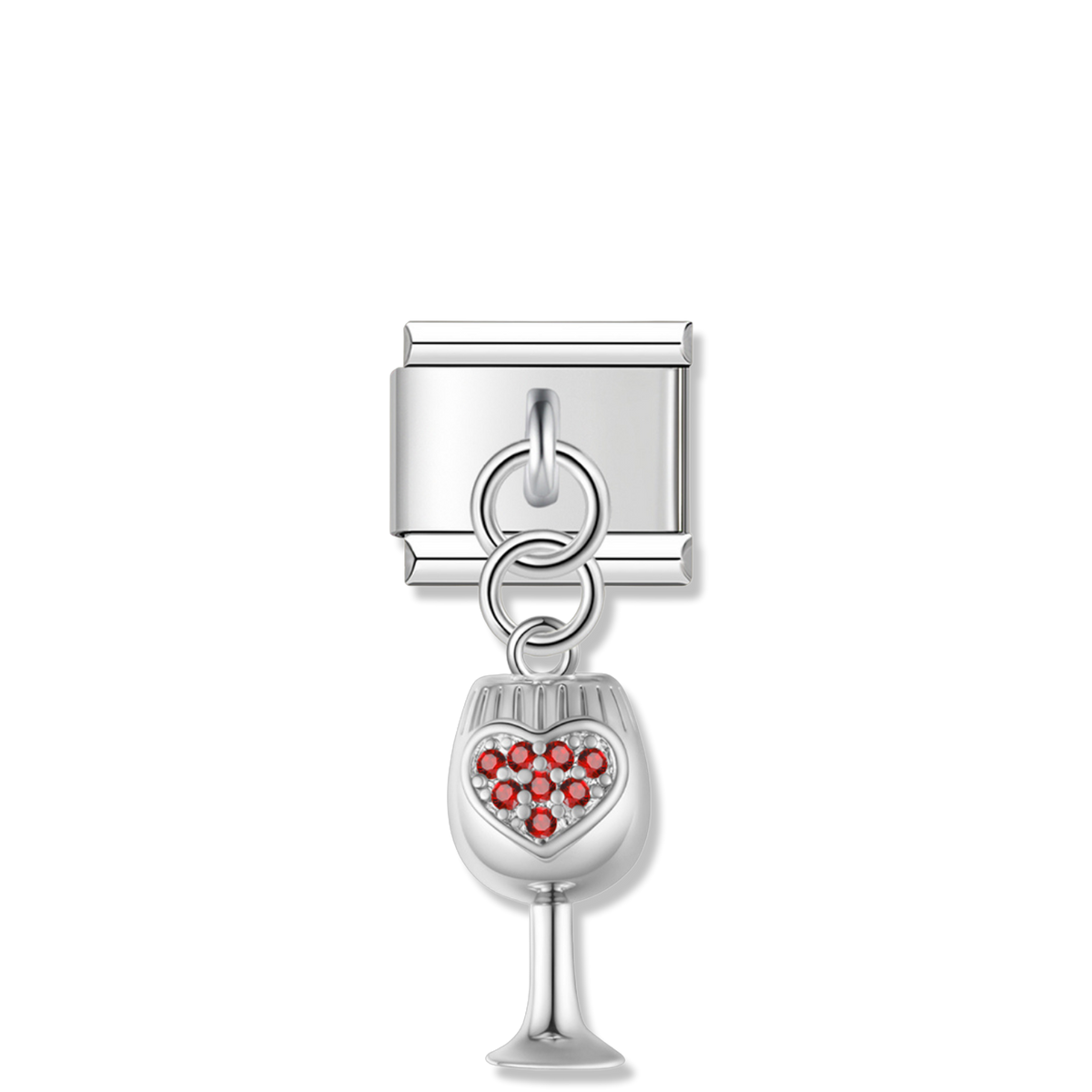 Red Wine Glass - Silver Pendant Charm