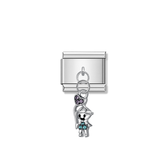 Little Boy with Heart Balloon – silver Italian pendant charm by Italycharm