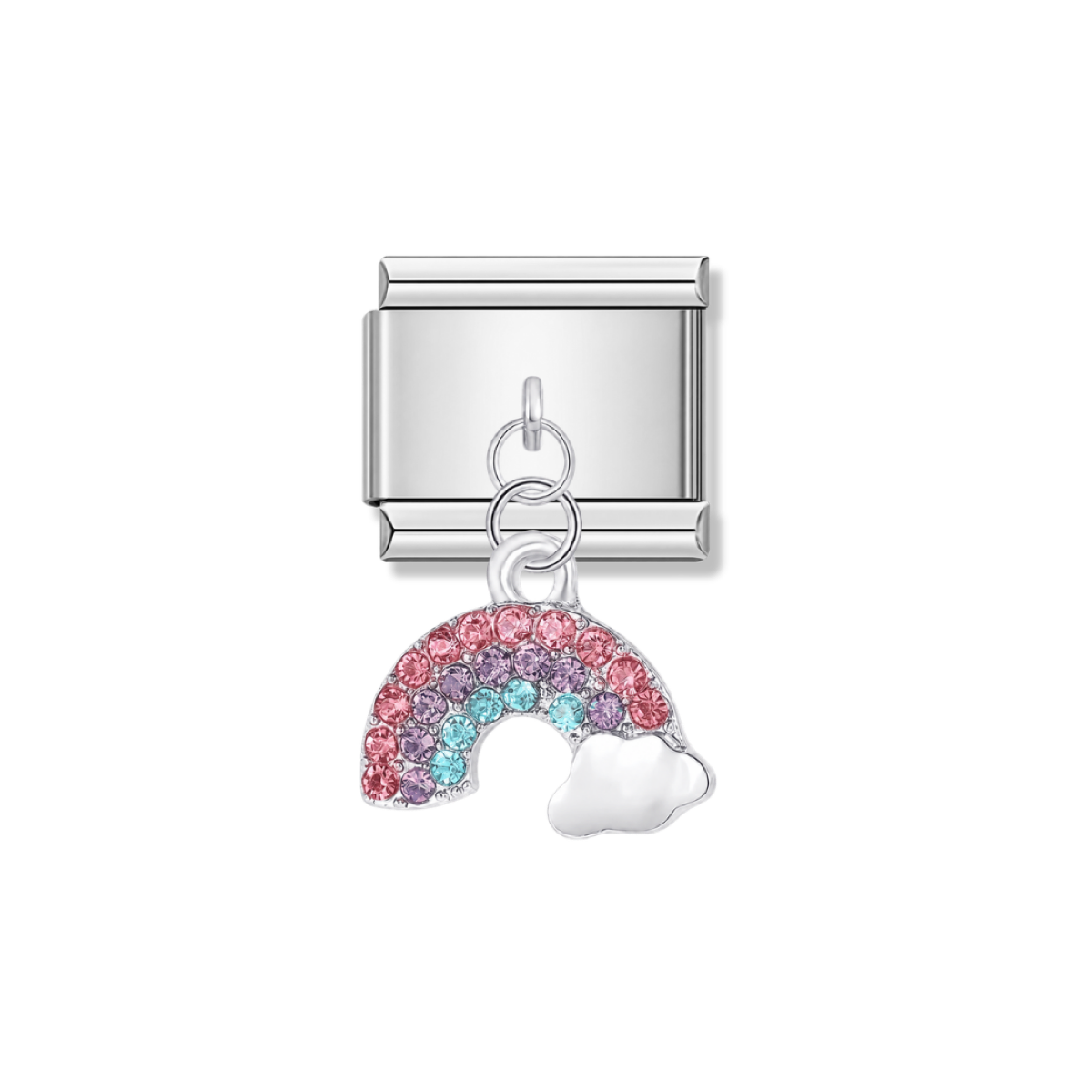 Dreamy Rainbow and Cloud Charm – silver Italian pendant charm by Italycharm