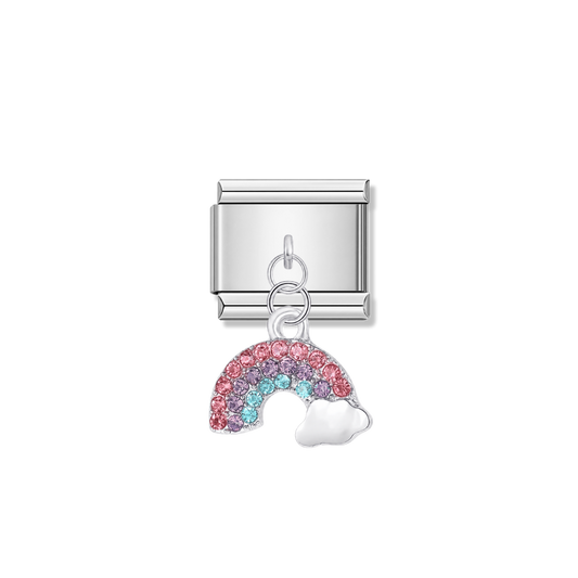 Dreamy Rainbow and Cloud Charm – silver Italian pendant charm by Italycharm