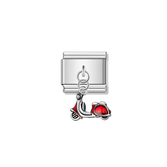 Red Vespa – silver Italian pendant charm by Italycharm