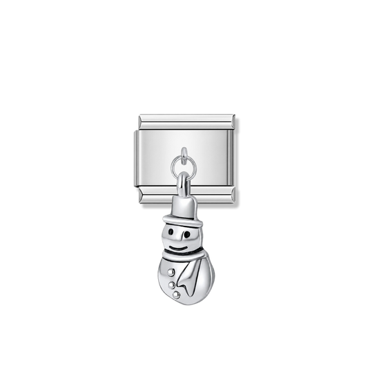 Snowman gentleman – silver Italian pendant charm by Italycharm