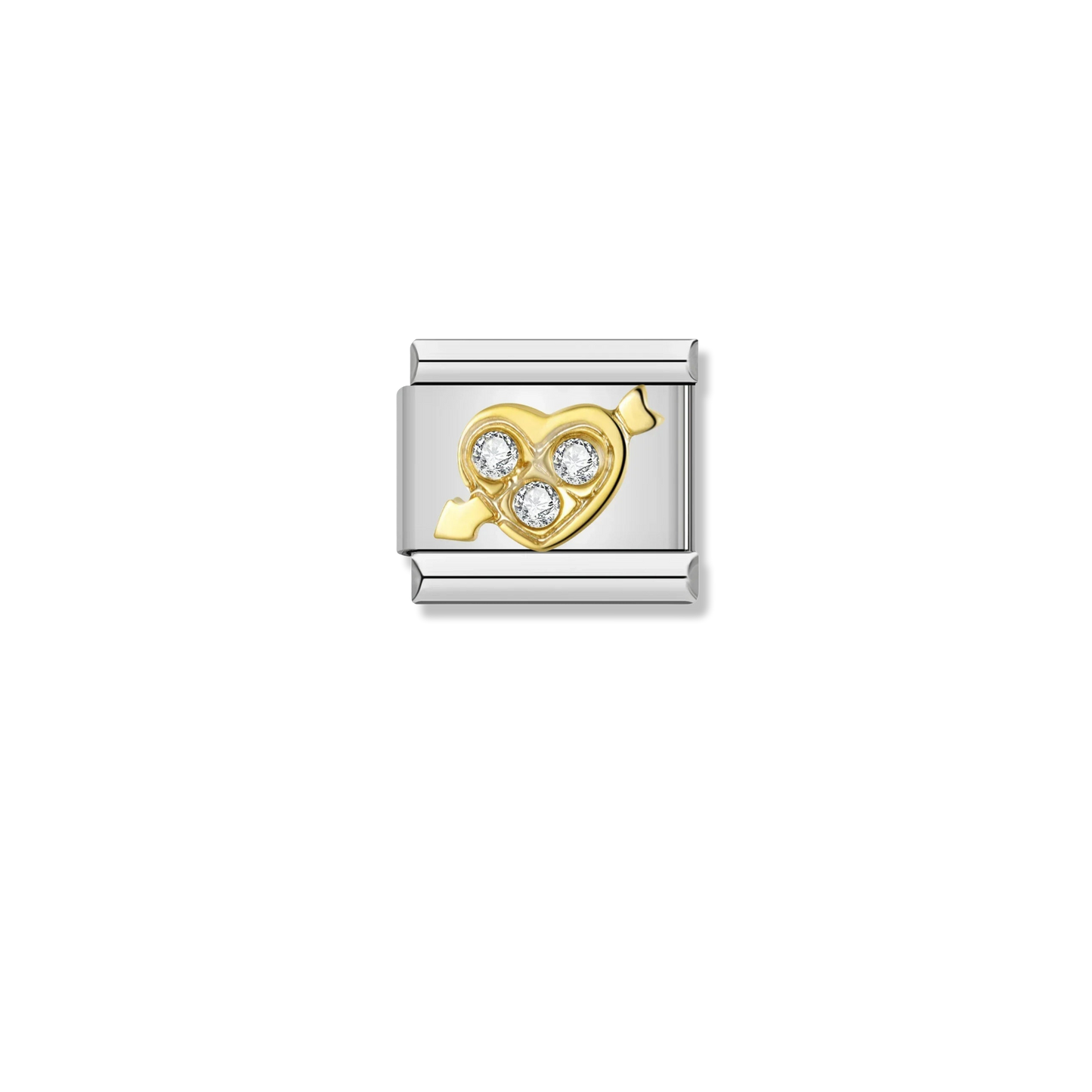 Cupid Arrow Heart - Silver Charm