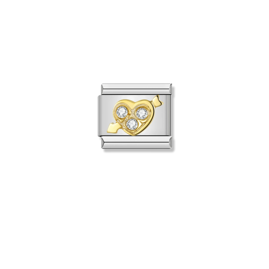 Cupid Arrow Heart - Silver Charm