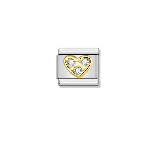 Red Crystal Heart - Silver Charm