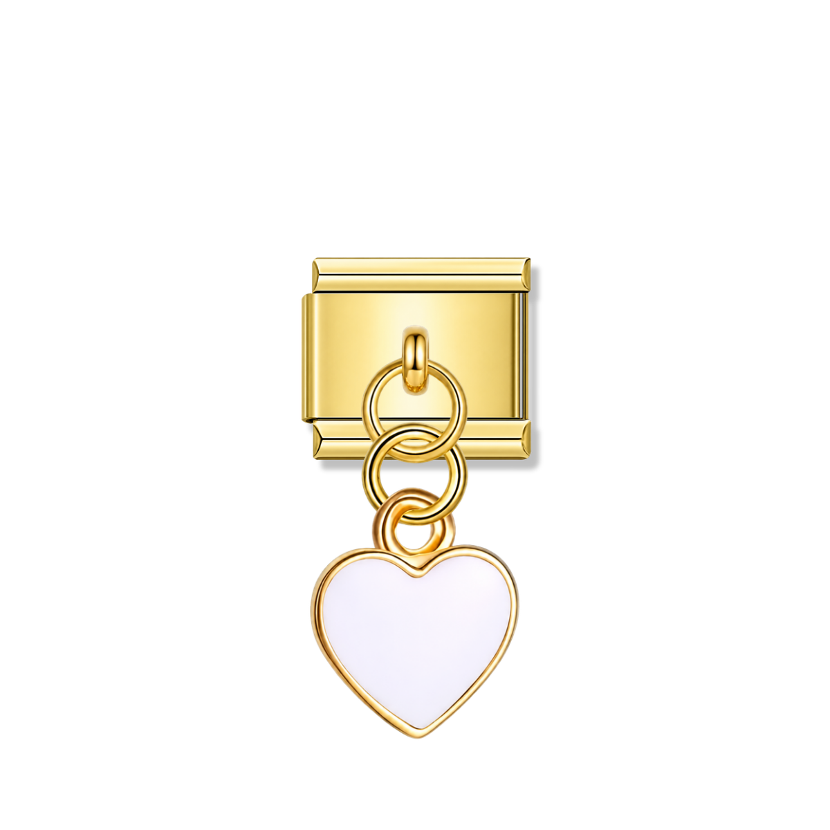 White Heart – gold Italian pendant charm by Italycharm
