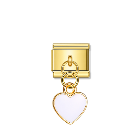 White Heart – gold Italian pendant charm by Italycharm
