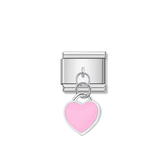 Pink Heart – silver Italian pendant charm by Italycharm