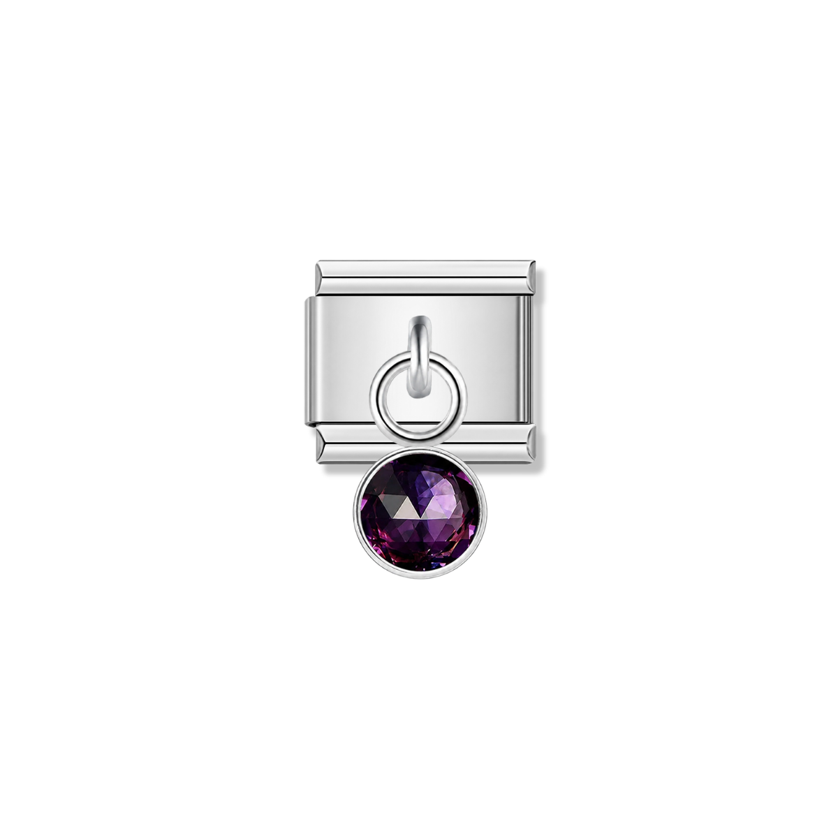 January Birthstone with CZ – silver Italian pendant charm by Italycharm