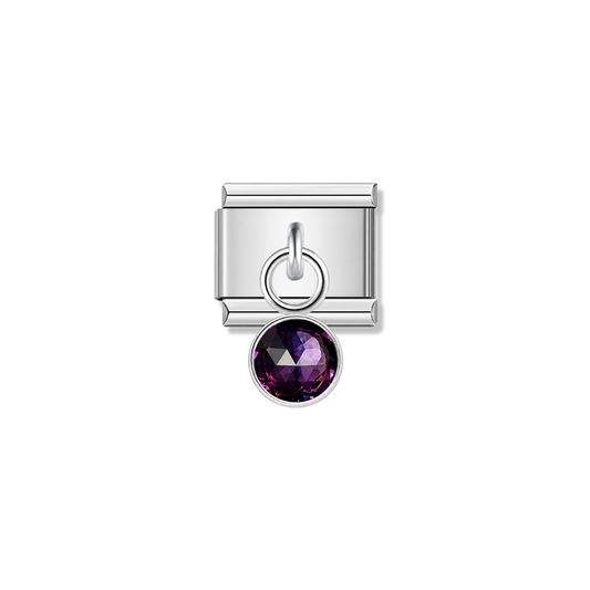 January Birthstone with CZ – silver Italian pendant charm by Italycharm