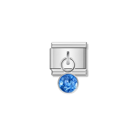 March Birthstone with CZ – silver Italian pendant charm by Italycharm