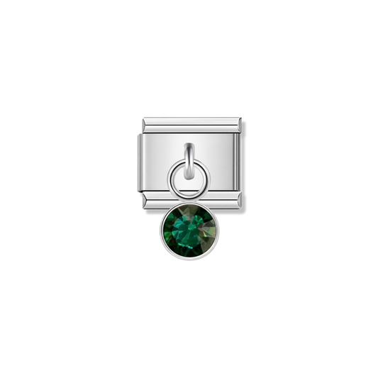 May Birthstone with CZ – silver Italian pendant charm by Italycharm