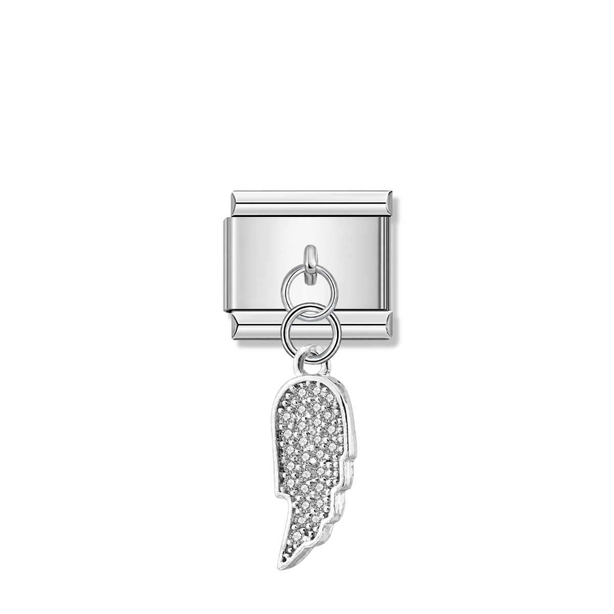 Wing Shiny with CZ – silver Italian pendant charm by Italycharm
