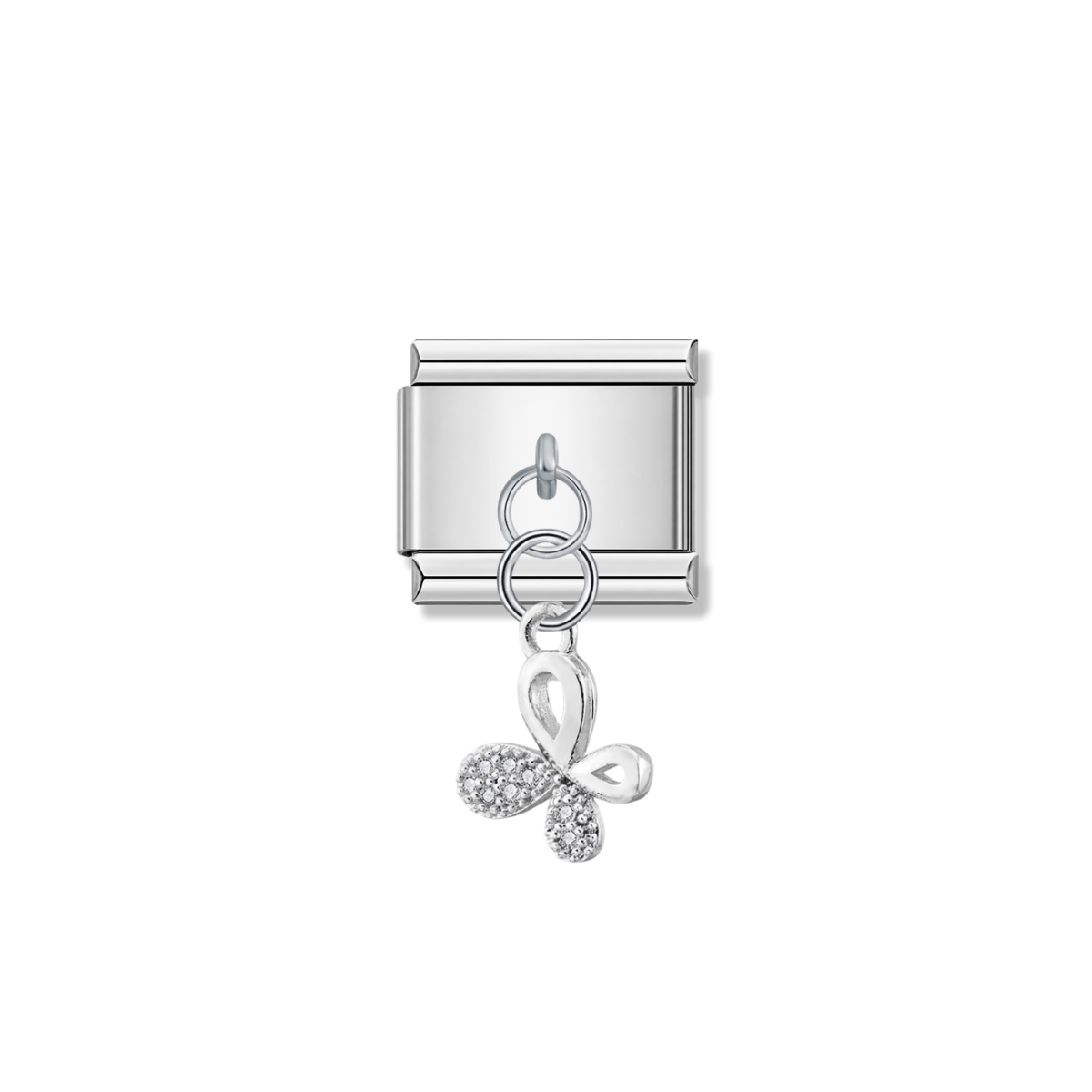 Little Sparkling Butterfly with CZ – silver Italian pendant charm by Italycharm